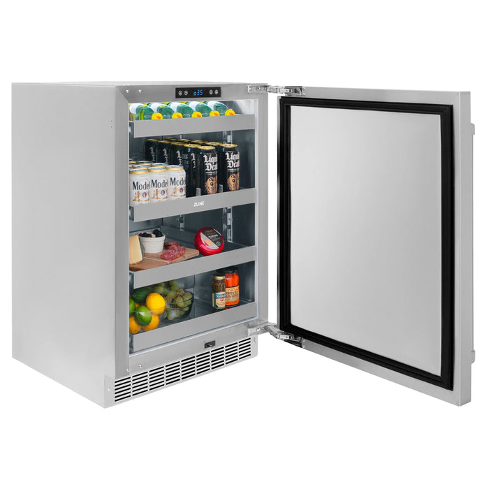 ZLINE 24" Touchstone 151 Can Beverage Fridge with Solid Stainless Steel Door,  RBSO-ST-24 ZLINE Dreamwood Living
