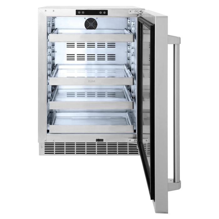 ZLINE 24" Touchstone 151 Can Beverage Fridge with Solid Stainless Steel Door,  RBSO-ST-24 ZLINE Dreamwood Living