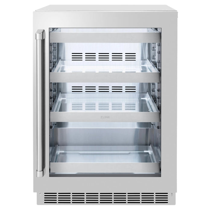 ZLINE 24" Touchstone 151 Can Beverage Fridge with Stainless Steel Glass Door,  RBSO-GS-24 ZLINE Dreamwood Living