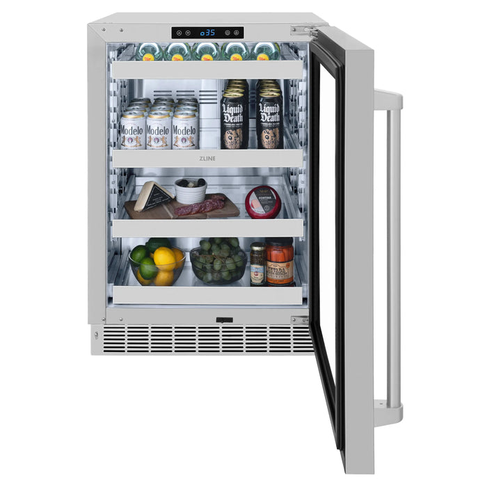 ZLINE 24" Touchstone 151 Can Beverage Fridge with Stainless Steel Glass Door,  RBSO-GS-24 ZLINE Dreamwood Living