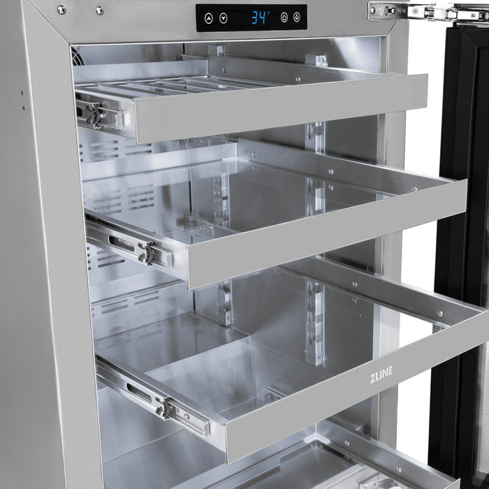 ZLINE 24" Touchstone 151 Can Beverage Fridge with Stainless Steel Glass Door,  RBSO-GS-24 ZLINE Dreamwood Living
