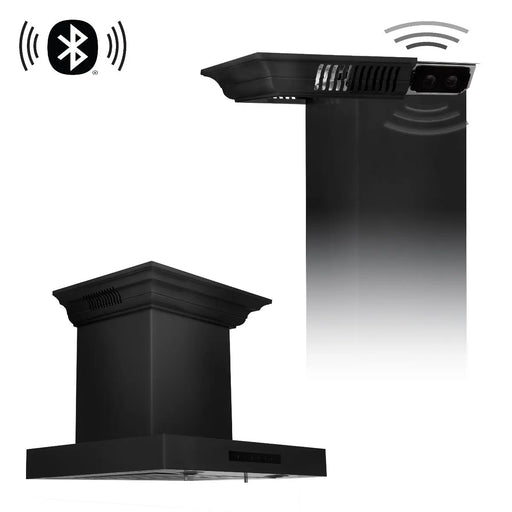 ZLINE 24" Wall Mount Range Hood in Black Stainless Steel with CrownSound® Speakers, BSKENCRN-BT-24 (Out of Stock) ZLINE Dreamwood Living