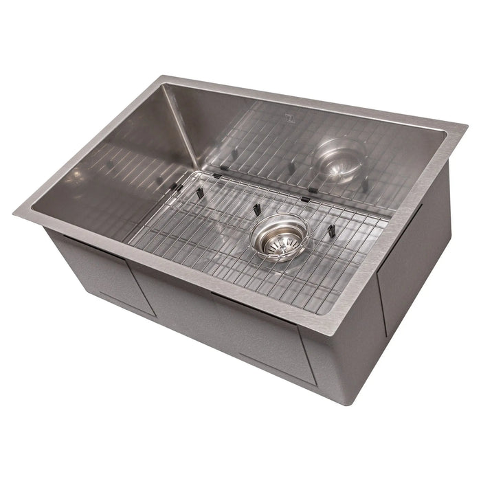 ZLINE 27" Meribel Undermount Single Bowl DuraSnow® Stainless Steel Kitchen Sink with Bottom Grid, SRS-27S ZLINE Dreamwood Living