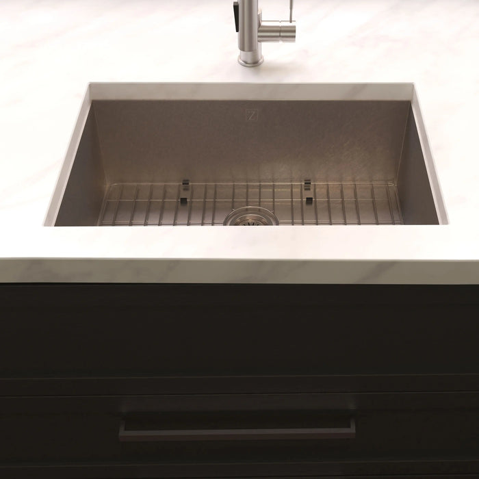 ZLINE 27" Meribel Undermount Single Bowl DuraSnow® Stainless Steel Kitchen Sink with Bottom Grid, SRS-27S ZLINE Dreamwood Living