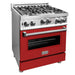 ZLINE 30" All Gas Range in Stainless Steel with Red Matte Door, RG-RM-30 ZLINE