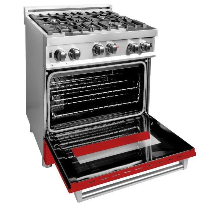 ZLINE 30" All Gas Range in Stainless Steel with Red Matte Door, RG-RM-30 ZLINE Dreamwood Living