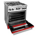 ZLINE 30" All Gas Range in Stainless Steel with Red Matte Door, RG-RM-30 ZLINE Dreamwood Living