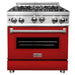 ZLINE 30" All Gas Range in Stainless Steel with Red Matte Door, RG-RM-30 ZLINE