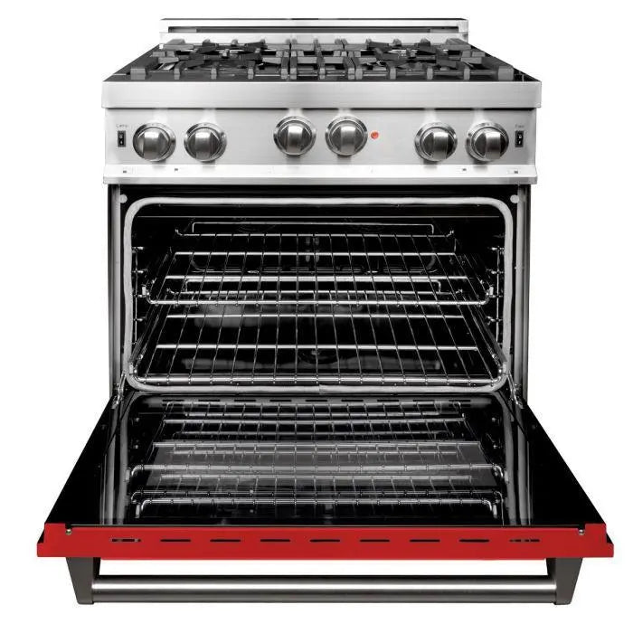 ZLINE 30" All Gas Range in Stainless Steel with Red Matte Door, RG-RM-30 ZLINE