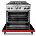 ZLINE 30" All Gas Range in Stainless Steel with Red Matte Door, RG-RM-30 ZLINE