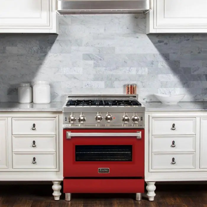ZLINE 30" All Gas Range in Stainless Steel with Red Matte Door, RG-RM-30 ZLINE