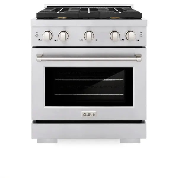 ZLINE 30" All Gas Range with Convection Oven and 4 Brass Burners in Stainless Steel, SGR-BR-30 ZLINE Dreamwood Living
