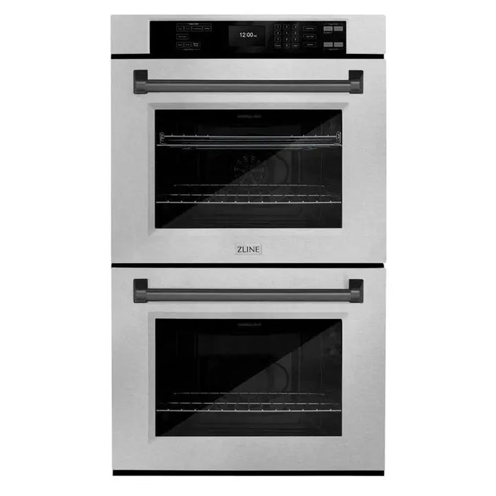 ZLINE 30" Autograph Double Wall Oven with Air Fry and Self-Clean in DuraSnow® Stainless Steel and Black Matte Handle, WADSZ-30-MB ZLINE Dreamwood Living
