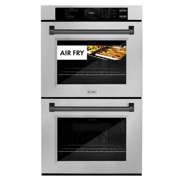 ZLINE 30" Autograph Double Wall Oven with Air Fry and Self-Clean in DuraSnow® Stainless Steel and Black Matte Handle, WADSZ-30-MB ZLINE Dreamwood Living