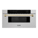 ZLINE 30" Autograph Edition Built-In Microwave Drawer In DuraSnow® Stainless Steel With Gold Accents, MWDZ-30-SS-G ZLINE