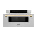 ZLINE 30" Autograph Edition Built-In Microwave Drawer In DuraSnow® Stainless Steel With Gold Accents, MWDZ-30-SS-G ZLINE