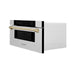 ZLINE 30" Autograph Edition Built-In Microwave Drawer In DuraSnow® Stainless Steel With Gold Accents, MWDZ-30-SS-G ZLINE