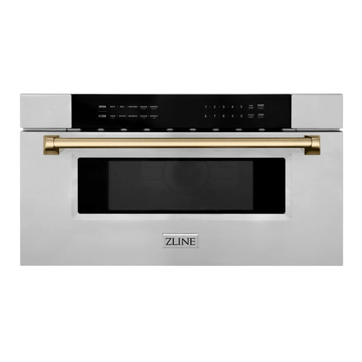 ZLINE 30" Autograph Edition Built-In Microwave Drawer In Stainless Steel With Champagne Bronze Accents, MWDZ-30-CB ZLINE