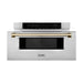 ZLINE 30" Autograph Edition Built-In Microwave Drawer In Stainless Steel With Champagne Bronze Accents, MWDZ-30-CB ZLINE
