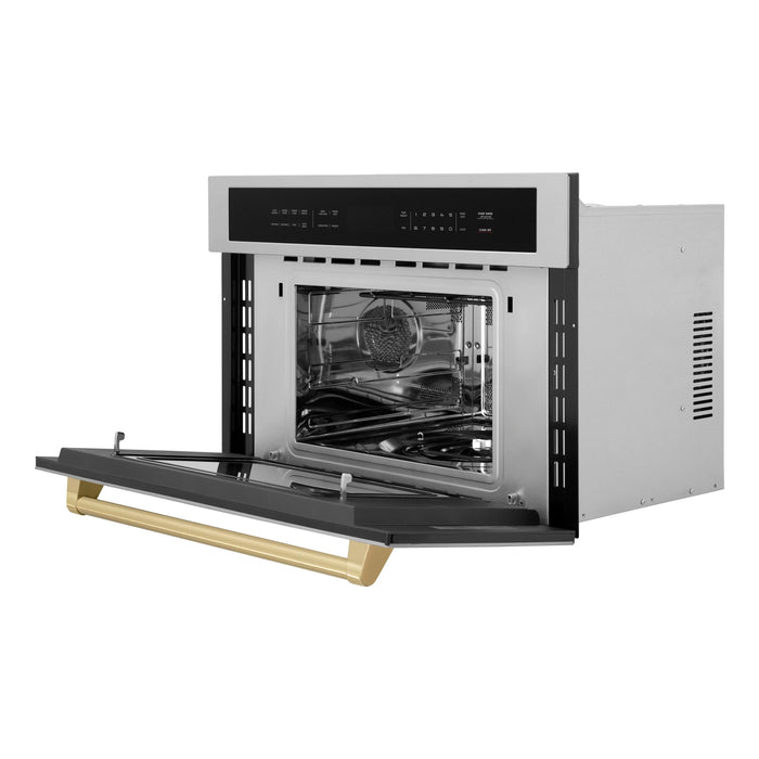 ZLINE 30" Autograph Edition Built-in Convection Microwave Oven in Stainless Steel with Champagne Bronze Accents, MWOZ-30-CB ZLINE