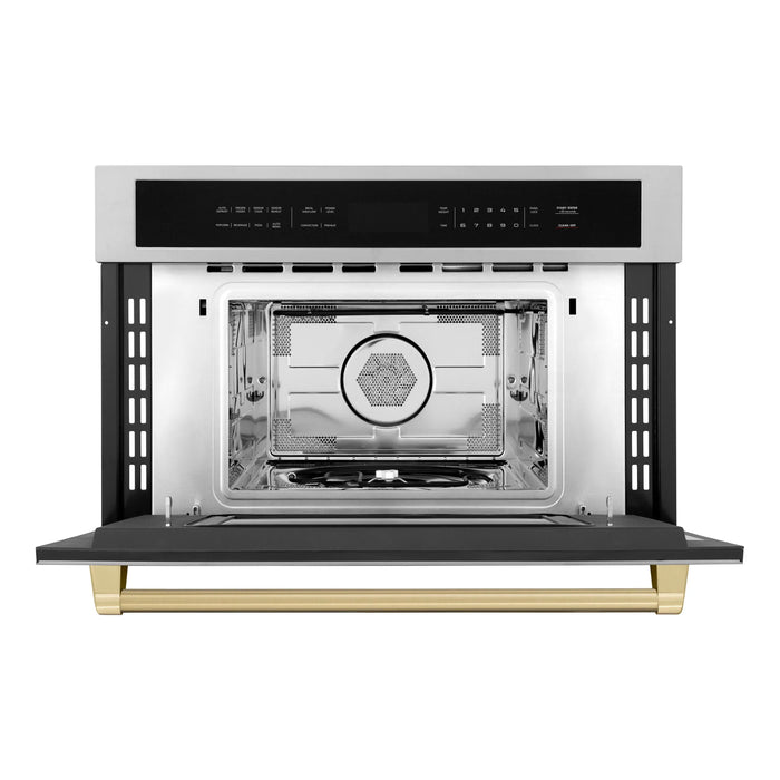 ZLINE 30" Autograph Edition Built-in Convection Microwave Oven in Stainless Steel with Champagne Bronze Accents, MWOZ-30-CB ZLINE