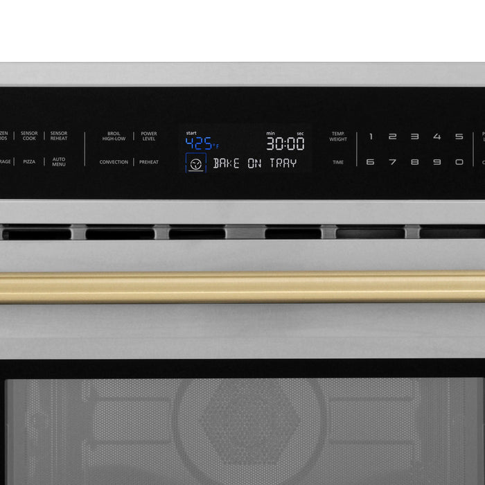 ZLINE 30" Autograph Edition Built-in Convection Microwave Oven in Stainless Steel with Champagne Bronze Accents, MWOZ-30-CB ZLINE