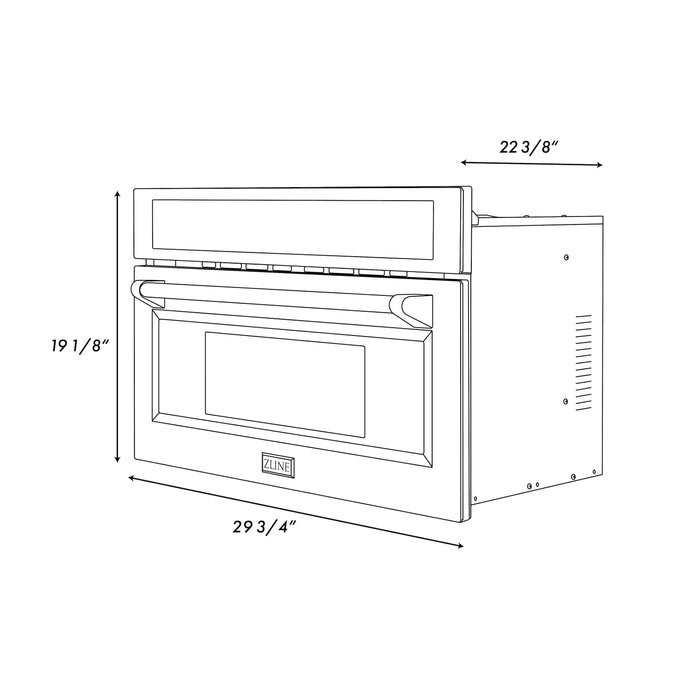ZLINE 30" Autograph Edition Built-in Convection Microwave Oven in Stainless Steel with Champagne Bronze Accents, MWOZ-30-CB ZLINE
