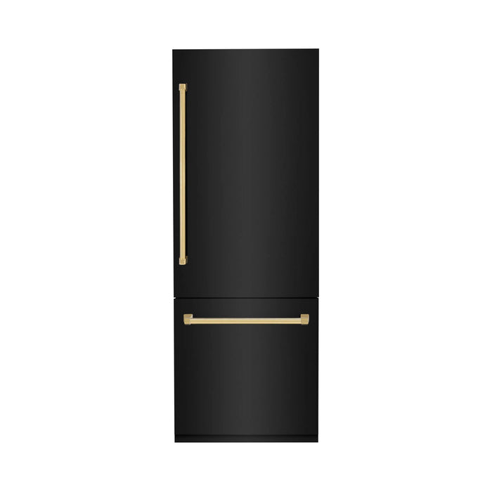 ZLINE 30" Autograph Edition Built-in Refrigerator in Black Stainless Steel with Gold Accents, RBIVZ-BS-30-G ZLINE Dreamwood Living