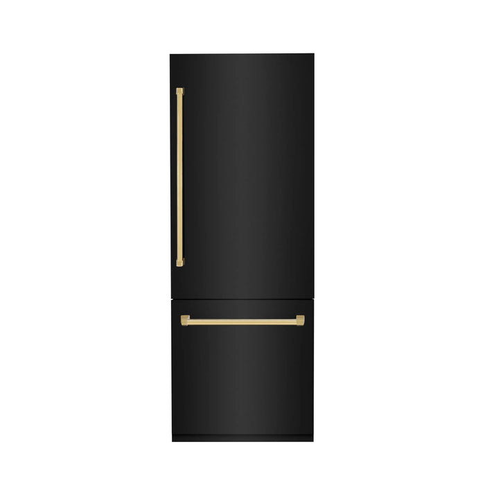 ZLINE 30" Autograph Edition Built-in Refrigerator in Black Stainless Steel with Gold Accents, RBIVZ-BS-30-G ZLINE Dreamwood Living
