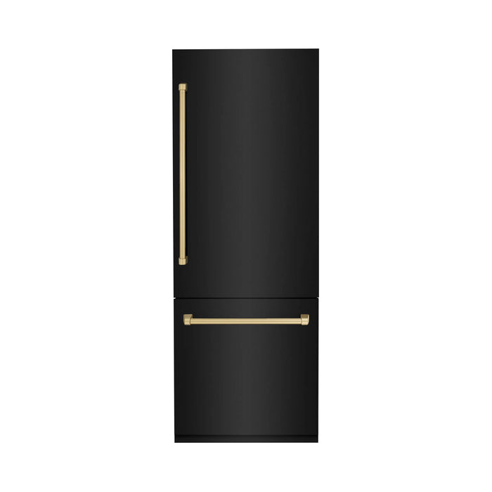 ZLINE 30" Autograph Edition Built-in Refrigerator in Black Stainless with Champagne Bronze Accents, RBIVZ-BS-30-CB ZLINE Dreamwood Living