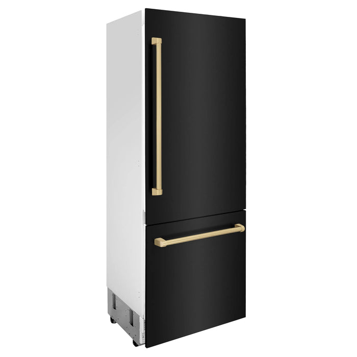 ZLINE 30" Autograph Edition Built-in Refrigerator in Black Stainless with Champagne Bronze Accents, RBIVZ-BS-30-CB ZLINE Dreamwood Living