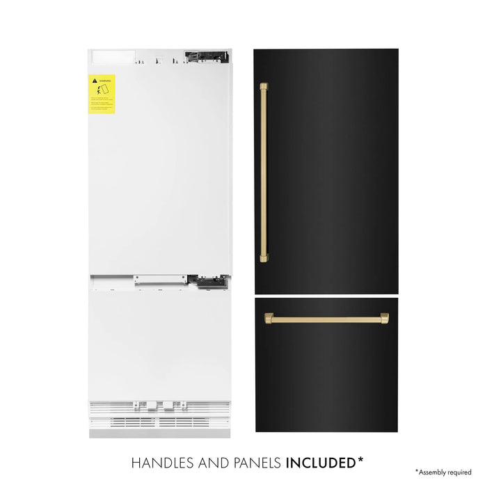 ZLINE 30" Autograph Edition Built-in Refrigerator in Black Stainless with Champagne Bronze Accents, RBIVZ-BS-30-CB ZLINE Dreamwood Living