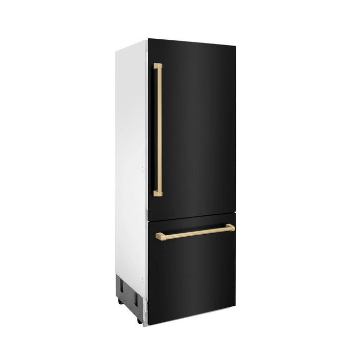 ZLINE 30" Autograph Edition Built-in Refrigerator in Black Stainless with Champagne Bronze Accents, RBIVZ-BS-30-CB ZLINE Dreamwood Living