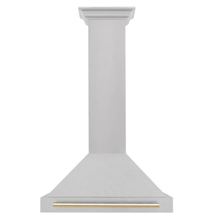 ZLINE 30" Autograph Edition Convertible Wall Mount Range Hood in DuraSnow® Stainless Steel with Gold Handle, KB4SNZ-30-G ZLINE Dreamwood Living