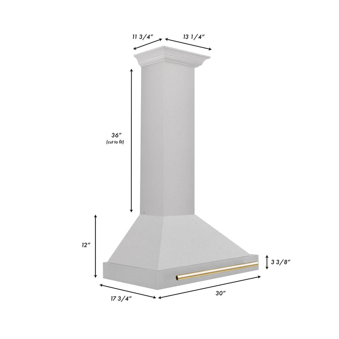 ZLINE 30" Autograph Edition Convertible Wall Mount Range Hood in DuraSnow® Stainless Steel with Gold Handle, KB4SNZ-30-G ZLINE Dreamwood Living