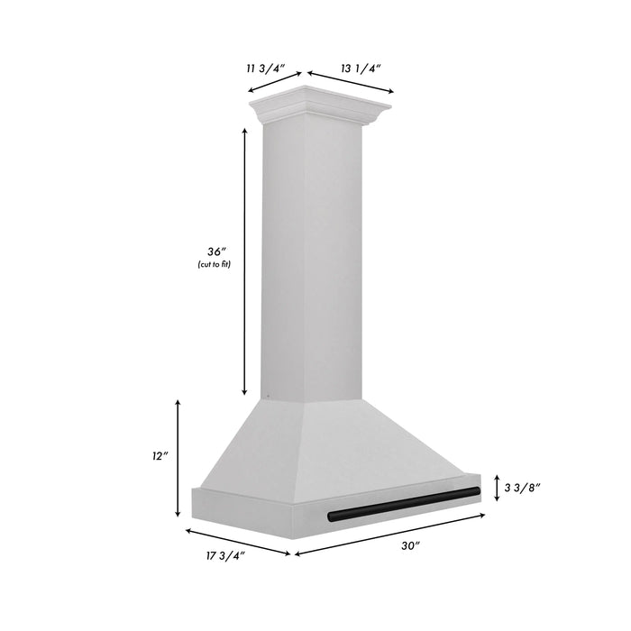 ZLINE 30" Autograph Edition Convertible Wall Mount Range Hood in DuraSnow® Stainless Steel with Matte Black Handle, KB4SNZ-30-MB ZLINE Dreamwood Living