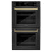 ZLINE 30" Autograph Edition Double Wall Oven with Air Fry and Self-Clean in Black and Champagne Bronze Handle, WADBZ-30-CB ZLINE Dreamwood Living