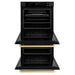 ZLINE 30" Autograph Edition Double Wall Oven with Air Fry and Self-Clean in Black and Champagne Bronze Handle, WADBZ-30-CB ZLINE Dreamwood Living