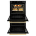 ZLINE 30" Autograph Edition Double Wall Oven with Air Fry and Self-Clean in Black and Champagne Bronze Handle, WADBZ-30-CB ZLINE Dreamwood Living