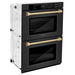 ZLINE 30" Autograph Edition Double Wall Oven with Air Fry and Self-Clean in Black and Champagne Bronze Handle, WADBZ-30-CB ZLINE Dreamwood Living