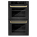ZLINE 30" Autograph Edition Double Wall Oven with Air Fry and Self-Clean in Black and Gold Handle, WADBZ-30-G ZLINE Dreamwood Living