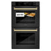 ZLINE 30" Autograph Edition Double Wall Oven with Air Fry and Self-Clean in Black and Gold Handle, WADBZ-30-G ZLINE Dreamwood Living