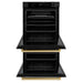 ZLINE 30" Autograph Edition Double Wall Oven with Air Fry and Self-Clean in Black and Gold Handle, WADBZ-30-G ZLINE Dreamwood Living