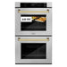 ZLINE 30" Autograph Edition Double Wall Oven with Air Fry and Self-Clean in DuraSnow® Stainless Steel and Gold Handle, WADSZ-30-G ZLINE Dreamwood Living