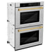 ZLINE 30" Autograph Edition Double Wall Oven with Air Fry and Self-Clean in DuraSnow® Stainless Steel and Gold Handle, WADSZ-30-G ZLINE Dreamwood Living