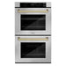 ZLINE 30" Autograph Edition Double Wall Oven with Air Fry and Self-Clean in Stainless Steel and Champagne Bronze Handle, WADZ-30-CB ZLINE Dreamwood Living