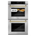 ZLINE 30" Autograph Edition Double Wall Oven with Air Fry and Self-Clean in Stainless Steel and Champagne Bronze Handle, WADZ-30-CB ZLINE Dreamwood Living