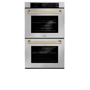 ZLINE 30" Autograph Edition Double Wall Oven with Air Fry and Self-Clean in Stainless Steel and Champagne Bronze Handle, WADZ-30-CB ZLINE Dreamwood Living