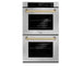 ZLINE 30" Autograph Edition Double Wall Oven with Air Fry and Self-Clean in Stainless Steel and Champagne Bronze Handle, WADZ-30-CB ZLINE Dreamwood Living