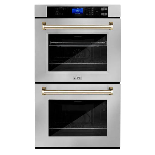 ZLINE 30" Autograph Edition Double Wall Oven with Air Fry and Self-Clean in Stainless Steel and Gold Handle, WADZ-30-G ZLINE Dreamwood Living